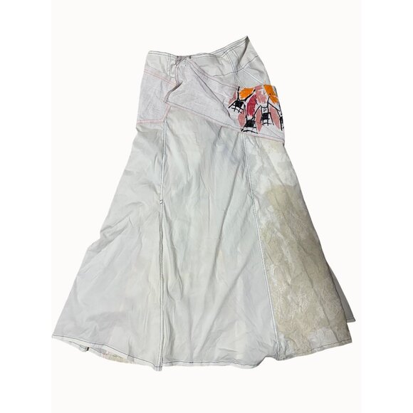 OHDD Wearable Art A line Skier Made In Italy Size 6Rare White & Multicolor Acc - Picture 3 of 9